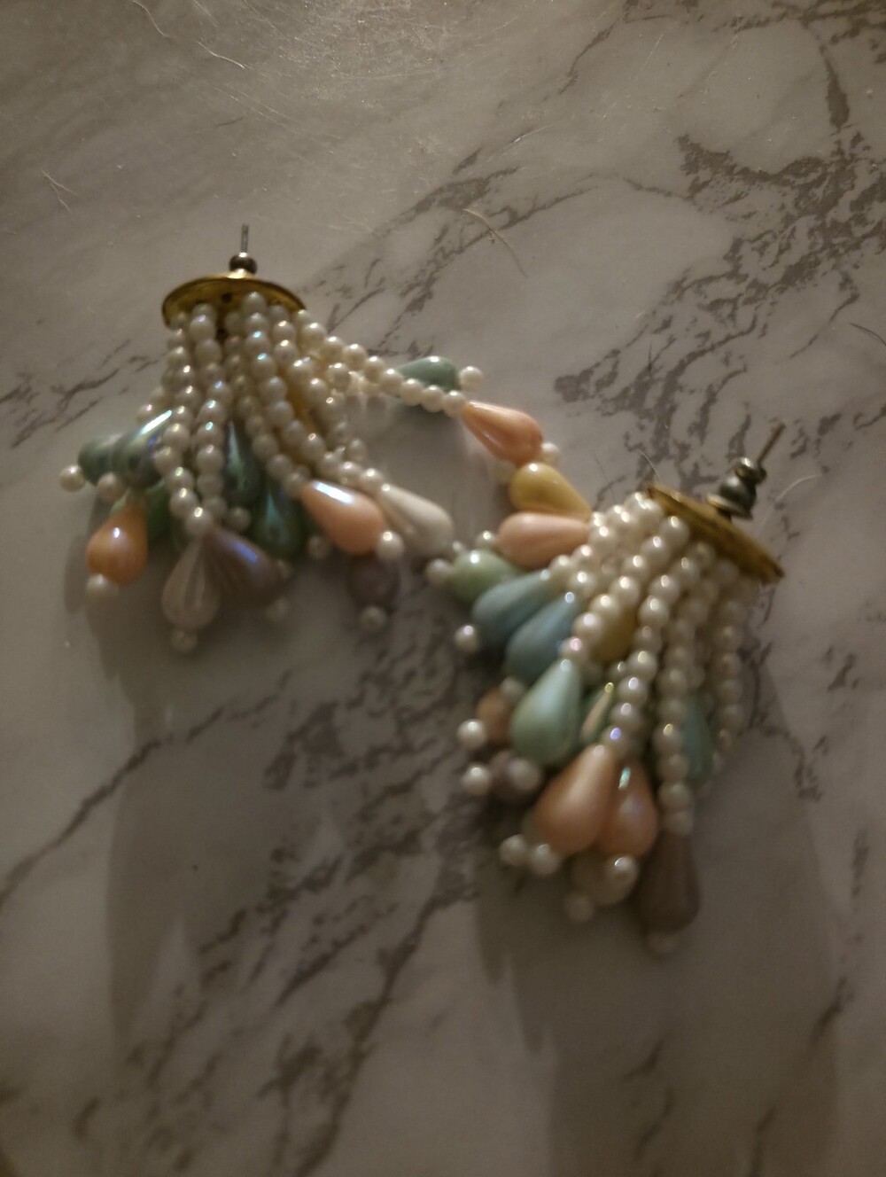 Pastel Pearl Tassel Drop Earrings - Women Jewelry